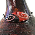 Glass Black and Red Swirls Oval Bracelet (Chile)