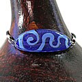 Silver Oval Glass 'Blue Wave' Bracelet (Chile)
