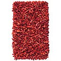 Deluxe Leather Red Shag Rug (5' x 8')