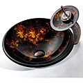 Kraus Autumn Glass Vessel Sink and Waterfall Faucet