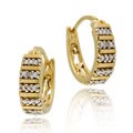 18k Gold over Silver Diamond Accent Hoop Earrings