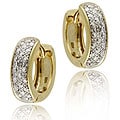 18k Gold over Silver Diamond Accent Mini-hoop Earrings