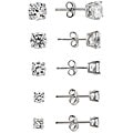 Icz Stonez Sterling Silver 10.44 TCW CZ Stud Earrings (Set of 5)