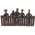 Handcrafted Children Peeking Over Fence Sculpture