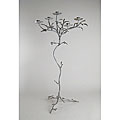 Five Point Silver Candelabra with Leaf Accents
