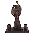 Aluminum 'Couple with Baby' Shabbat Candle Holder