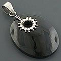 Sterling Silver Black Onyx Resin Pendant (Indonesia)