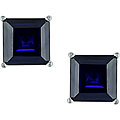 10k White Gold Created Sapphire Earrings