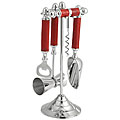 Red Leather 5-piece Barware Set