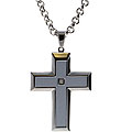Stainless Steel Diamond Accent Cross Necklace
