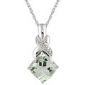10k White Gold Green Amethyst and Diamond Necklace