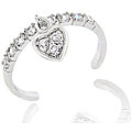 Icz Stonez Sterling Silver CZ Dangling Heart Toe Ring