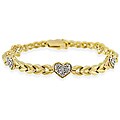 18k Gold/ Silver Diamond Accent Heart Bracelet
