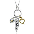 Sterling Silver Two-tone Love and Heart Necklace