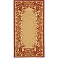 Courtyard Indoor/ Outdoor Rooster Natural/ Red Polypropylene Rug (2'7 x 5')