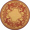 Courtyard Indoor/ Outdoor Rooster Natural/ Red Polypropylene Rug (5'3 Round)