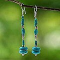 Turquoise 'Peaceful World' Drop Earrings (Thailand)