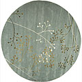 Handmade Soho Vine Light Blue New Zealand Wool Rug (8' Round)