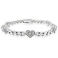 Sterling Silver Diamond Accent Heart Bracelet