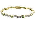 Glitzy Rocks 18k Gold over Silver Emerald and Diamond Accent Wave Bracelet