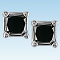 14k Gold 1 1/2ct TDW Black Diamond Princess Studs