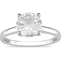 10k White Gold Created White Sapphire Solitaire Ring
