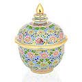 Benjarong Porcelain 'Flowers On Blue' Jar (Thailand)