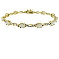 18k Gold and Sterling Silver Diamond/ Lab-created Opal Bracelet
