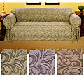 Embossed Round Arm Suede-like Sofa Slipcover