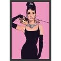 'Audrey Hepburn' Pink Framed Textured Art