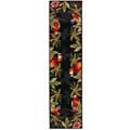 Hand-hooked Parrots Black Wool Runner (2'6 x 12')