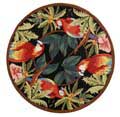 Hand-hooked Parrots Black Wool Rug (3' Round)