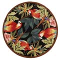 Hand-hooked Parrots Black Wool Rug (4' Round)