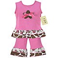 JoJo Pink and Brown 2-piece Floral Giraffe Outfit