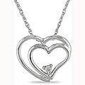 10k White Gold Diamond Double-heart Pendant Necklace (I-J, I2)