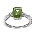 10k White Gold Peridot and Diamond Accent Ring