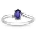 10k White Gold Created Tanzanite and Diamond Ring