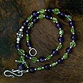 Silver Amethyst Peridot 'Mystical Alliance' Anklet (India)