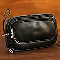 Leather 'Classic Black' Toiletry Case (Peru)