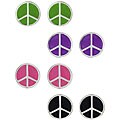 Sterling Silver Multi-colored Enamel Peace Sign Earring Set