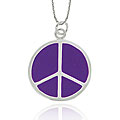 Sterling Silver Purple Enamel Peace Sign Necklace