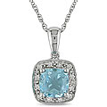 10k White Gold Blue Topaz and Diamond Necklace