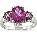 10k White Gold Pink Topaz and Diamond Heart Ring