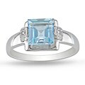 10k White Gold Blue Topaz and Diamond Ring