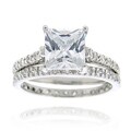 Icz Stonez Sterling Silver Princess-cut Cubic Zirconia Bridal-style Ring Set
