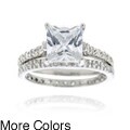 Icz Stonez Sterling Silver Princess-cut Cubic Zirconia Bridal-style Ring Set