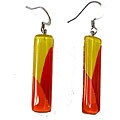 Rectangular Red, Orange and Yellow Fused Glass Earrings (Chile)