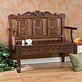 Hand-carved Mahogany Storage Settee