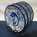 Set of Four 8-inch Aqua Fish Side Plate (Tunisia)