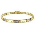 18k Gold over Silver Diamond Accent Greek Key Bracelet